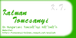 kalman tomcsanyi business card